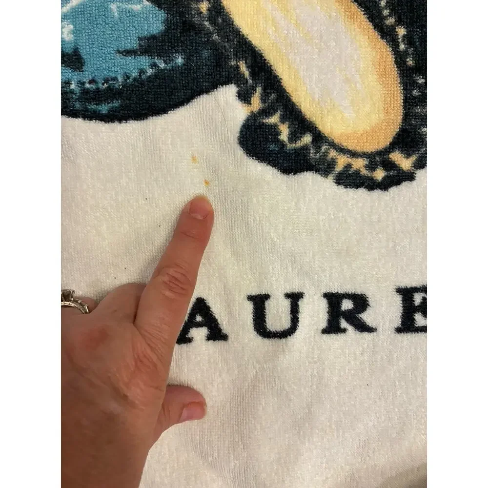Vintage 90s Ralph Lauren Polo Bear Beach Towel Sitting Bear American Flag 35x64